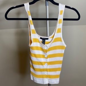 Cute Yellow & White Button Down Tank Top!